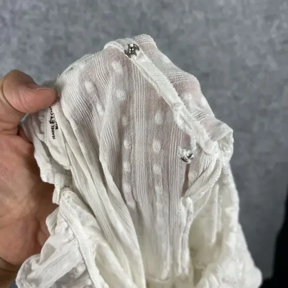 Isabel Marant Etoile Dress Womens 40 Ivory Ruffle Puff Sleeve Swiss Dot Prairie - Picture 16 of 16